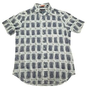 Reyn Spooner Hawaiian Shirt Mens L Sailboat Print Button Down Short Sleeve